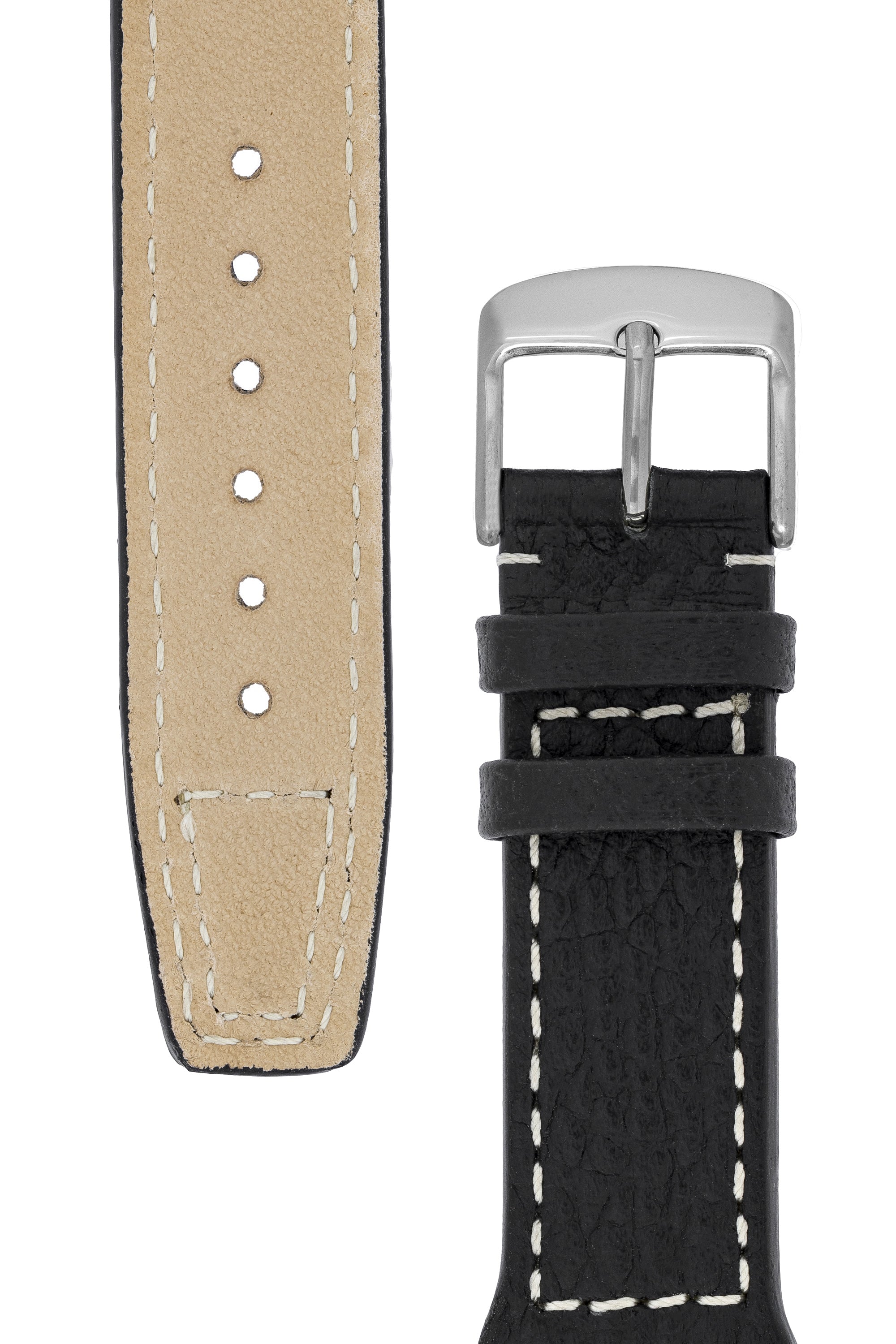 IWC Aviation Style Buffalo Leather Watch Strap BLACK | WatchObsession