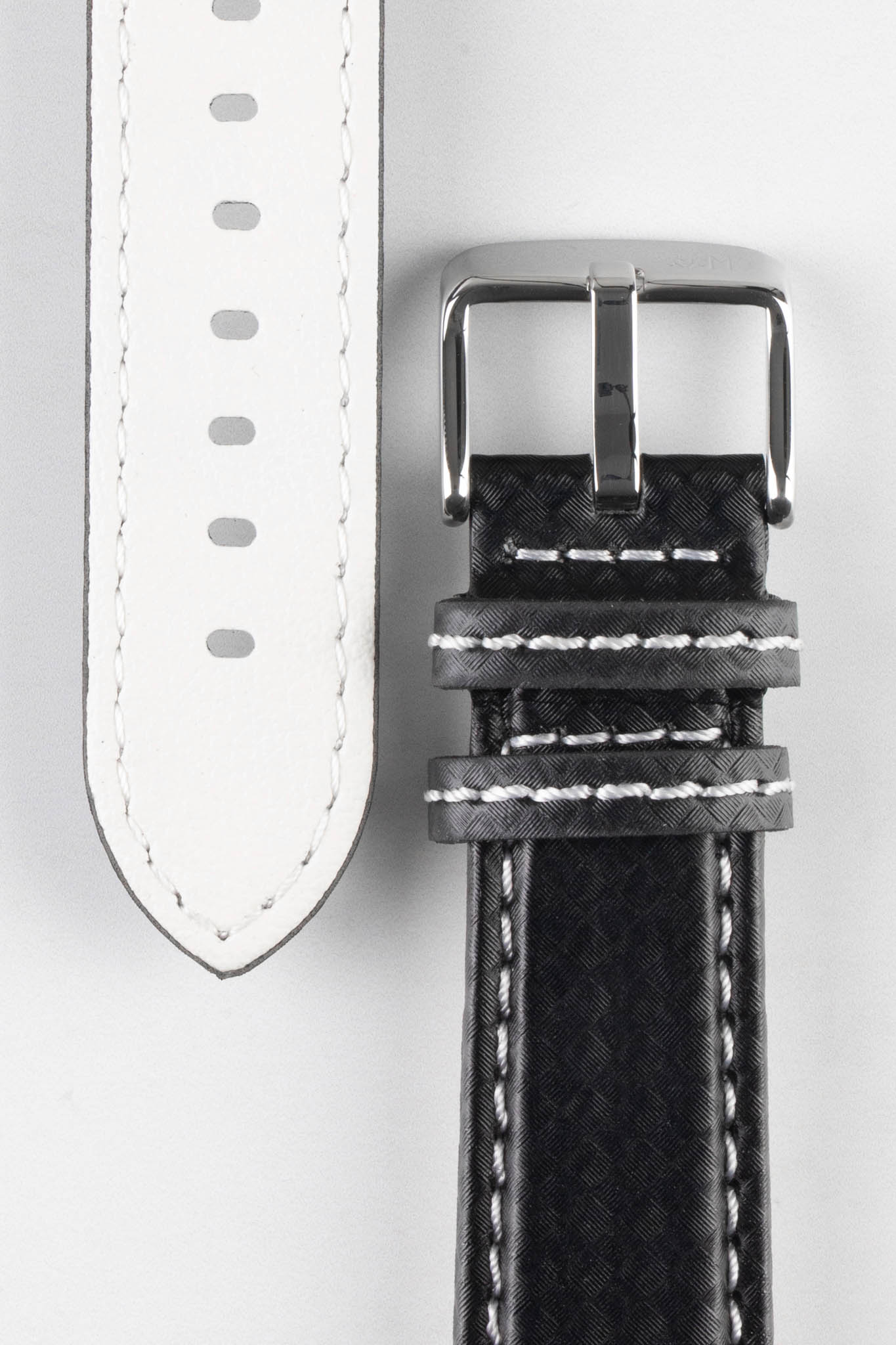 Black Leather Watch Strap | White Stitching | Watch Obsession