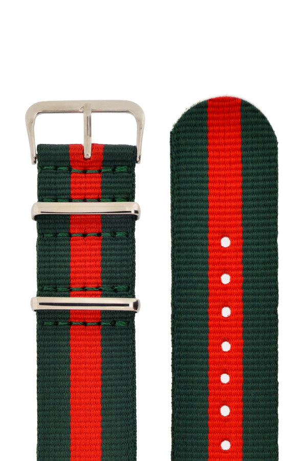 NATO Watch Straps in GREEN with RED Stripe | WatchObsession