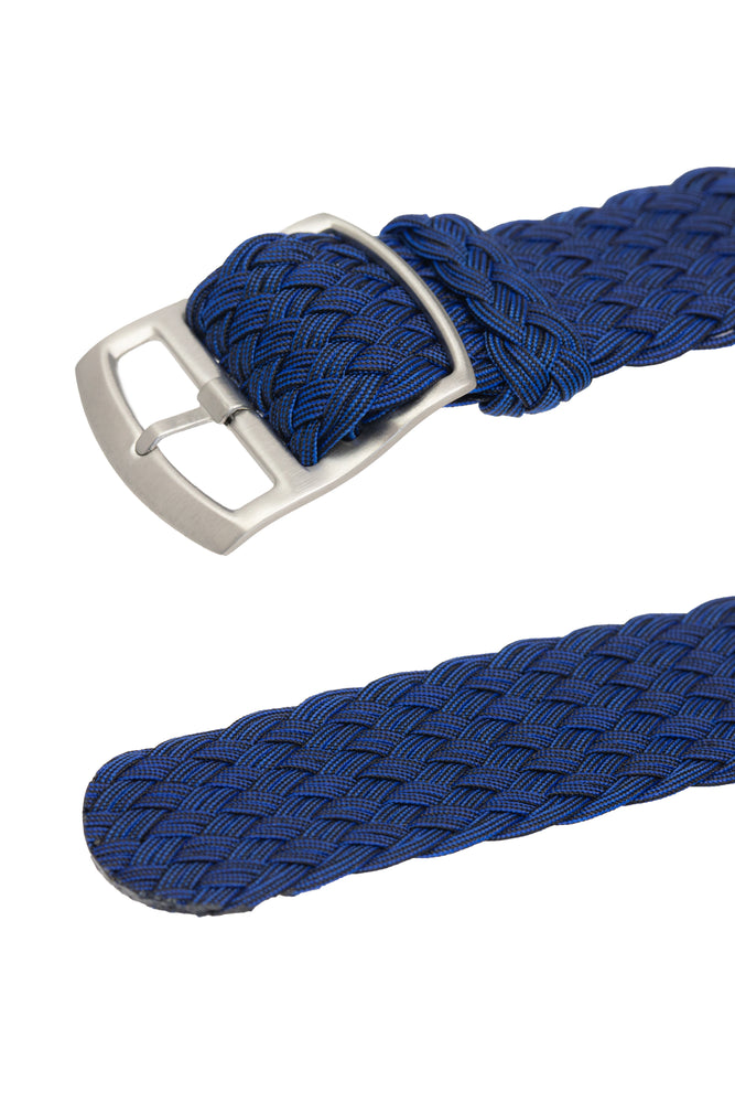 PERLON Double Yarn Braided One Piece Watch Strap & Buckle in BLUE ...