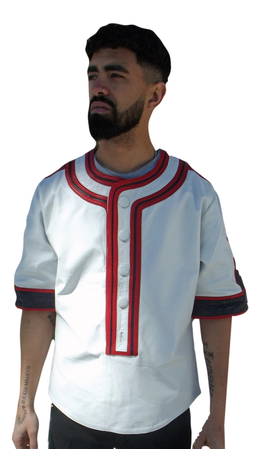 Mens Leather Baseball Jersey Nappa Sheepskin- ChersDelights Leather Apparel