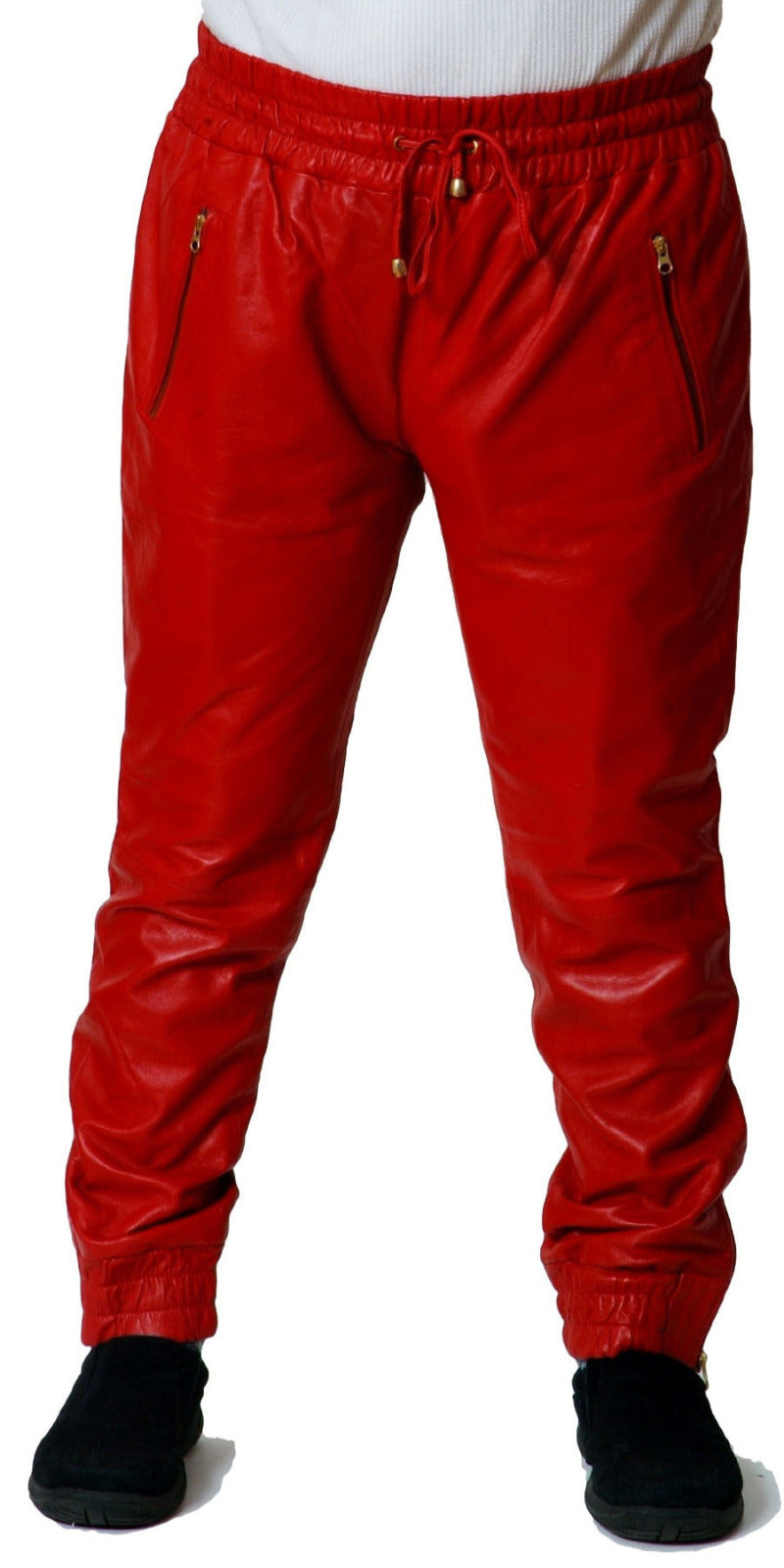 Moda404 Classic Leather Jogger Red