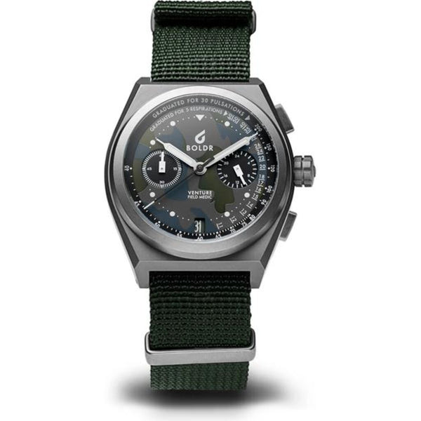 Boldr Venture Titanium Chronograph Watch | Field Medic Camo Green