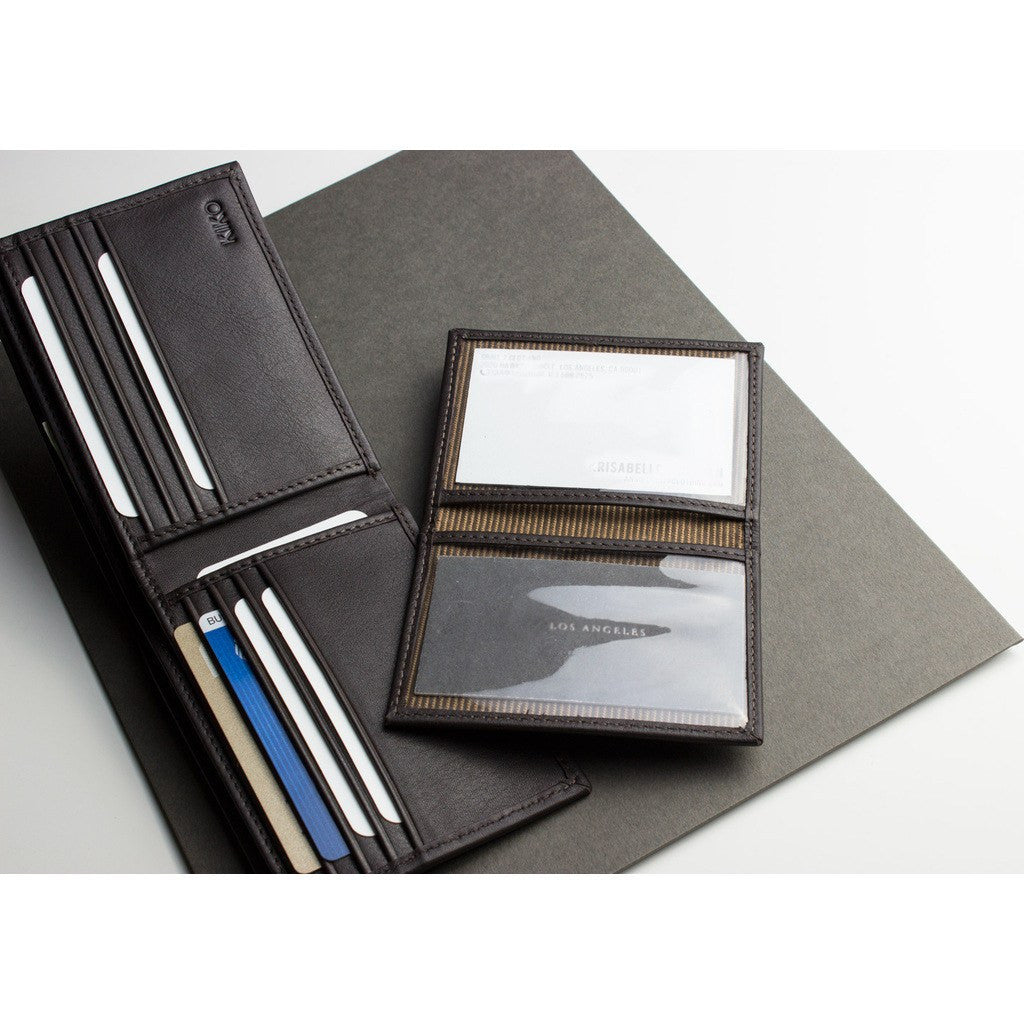Kiko Leather Traditional Bi-Fold Wallet Brown 127brwn - Sportique