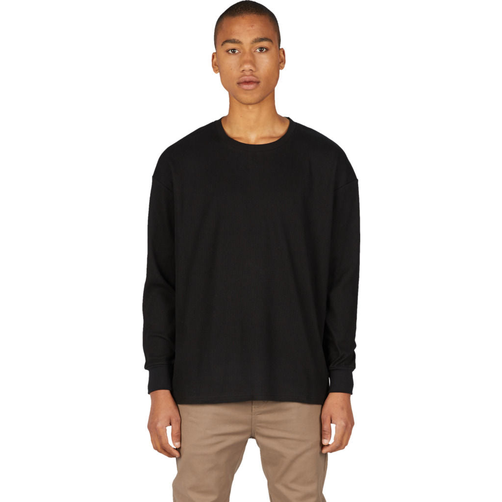 Zanerobe Waffle Rugger Long Sleeve Men's T-Shirt Black - Sportique