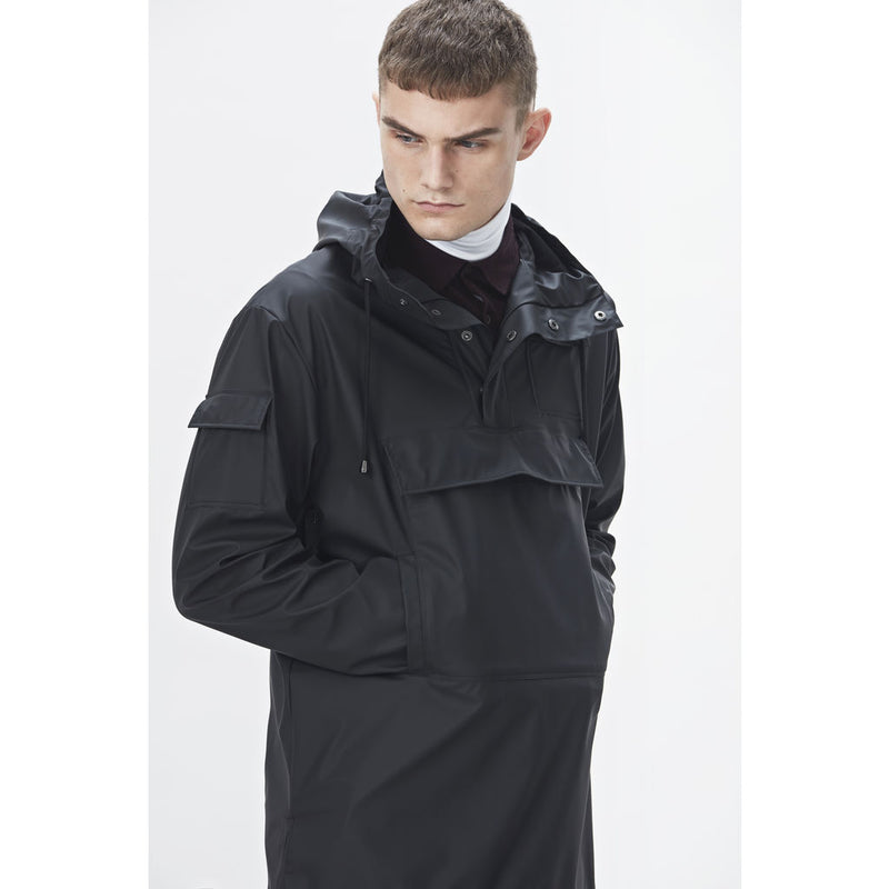 Rains Waterproof Camp Anorak Jacket In Black Sportique