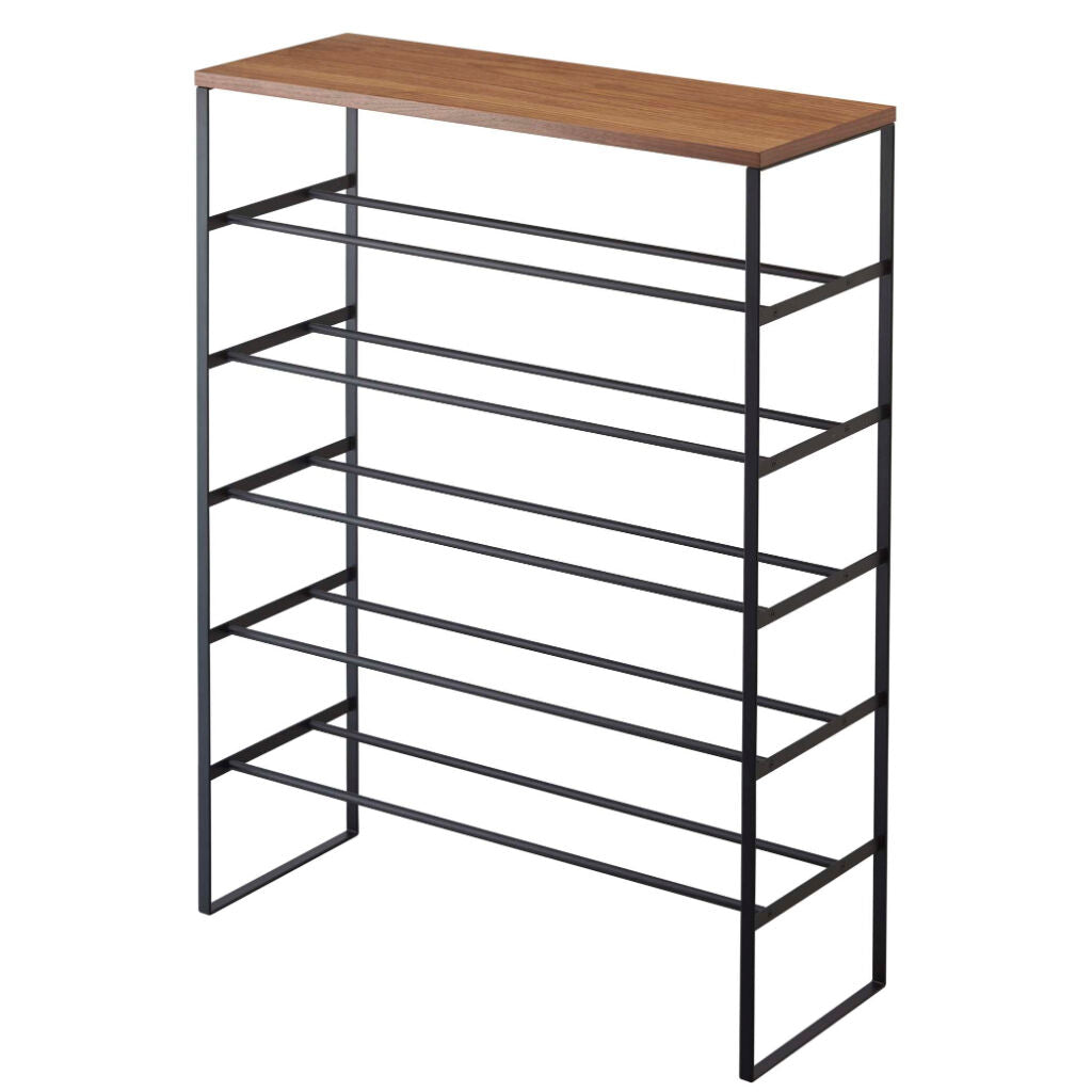 Yamazaki Tower 6 Tier Wood Top Shoe Rack Sportique