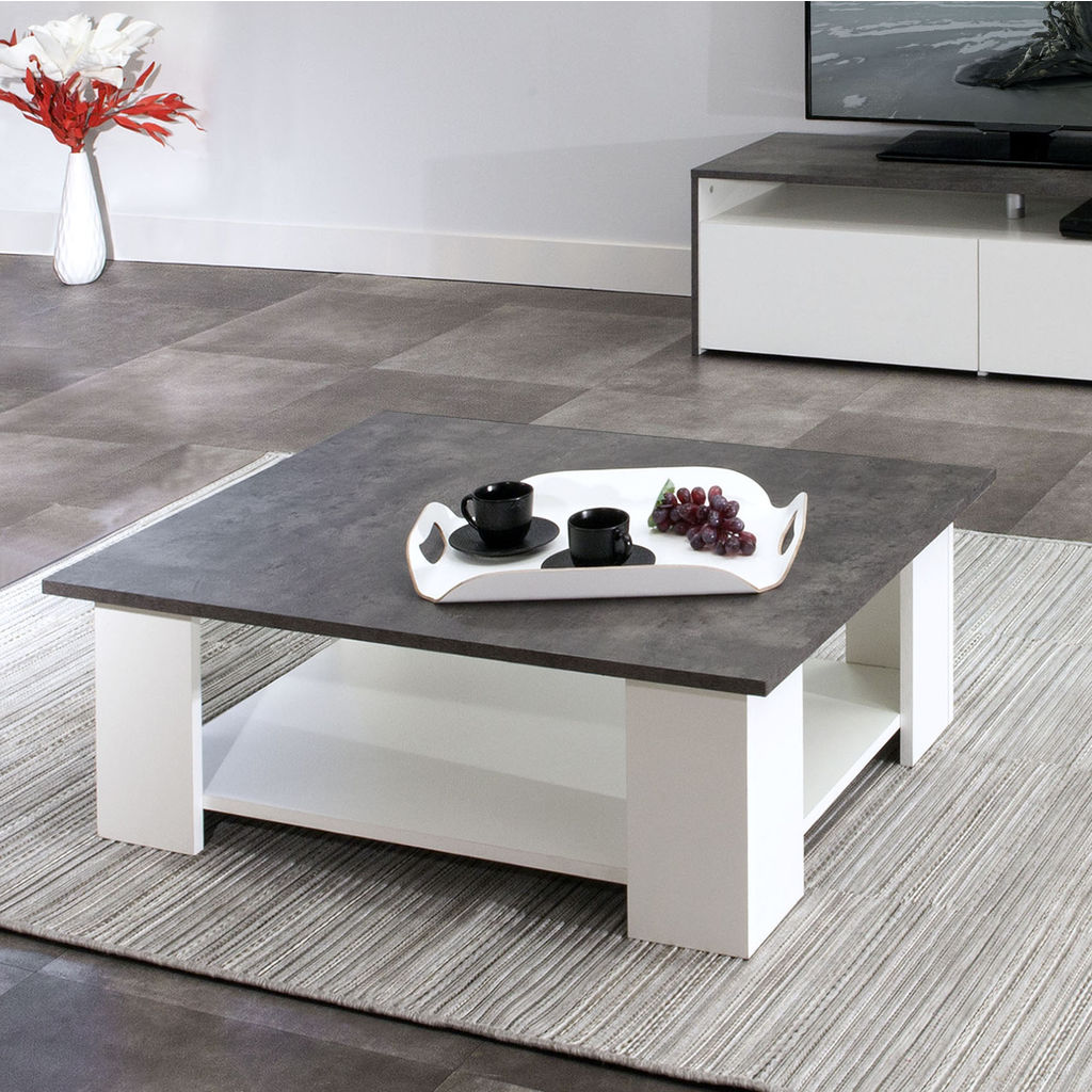 Symbiosis Square Coffee Table White / Concrete - Sportique