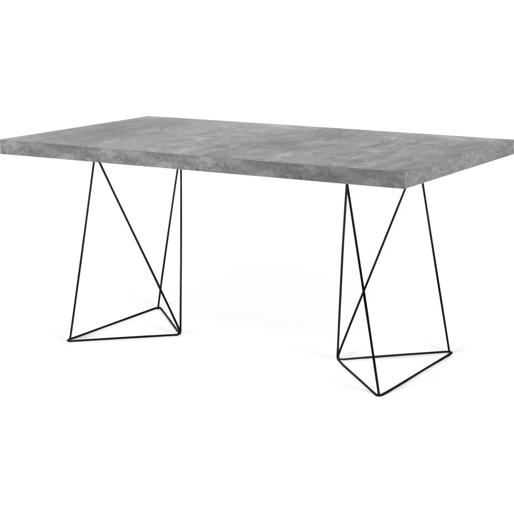 TemaHome Multi 160 Trestle Dinning Table Concrete Look / Black Steel Legs - Sportique