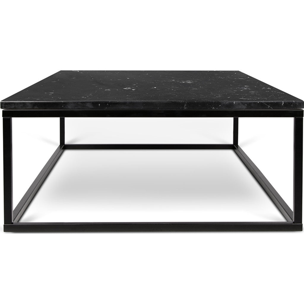 Temahome Prairie 47x30 Marble Coffee Table Black Marble Top Black Lacquered Steel Legs 059042