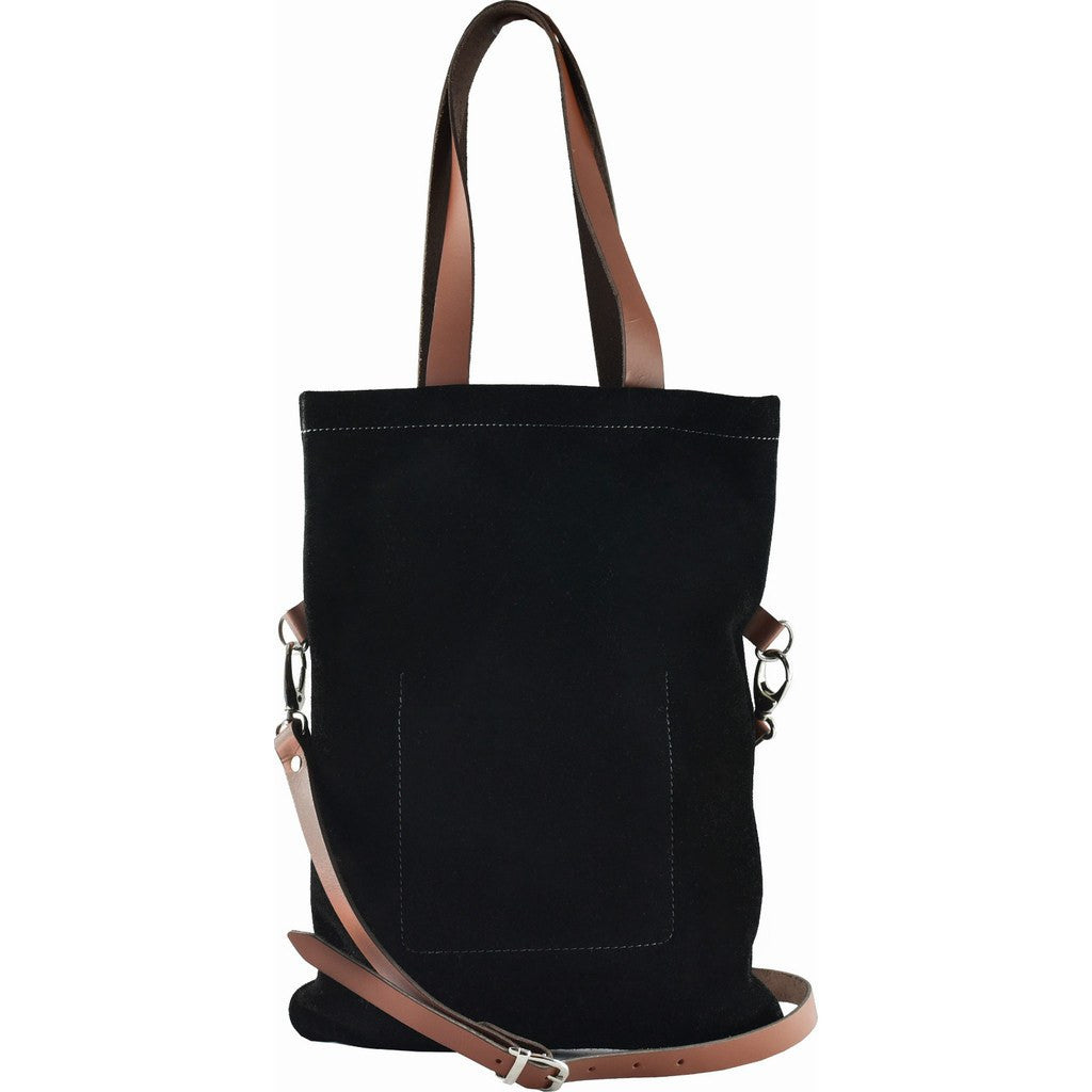 Kiko Leather Fold & Cross Suede/Leather Tote Bag | Black – Sportique