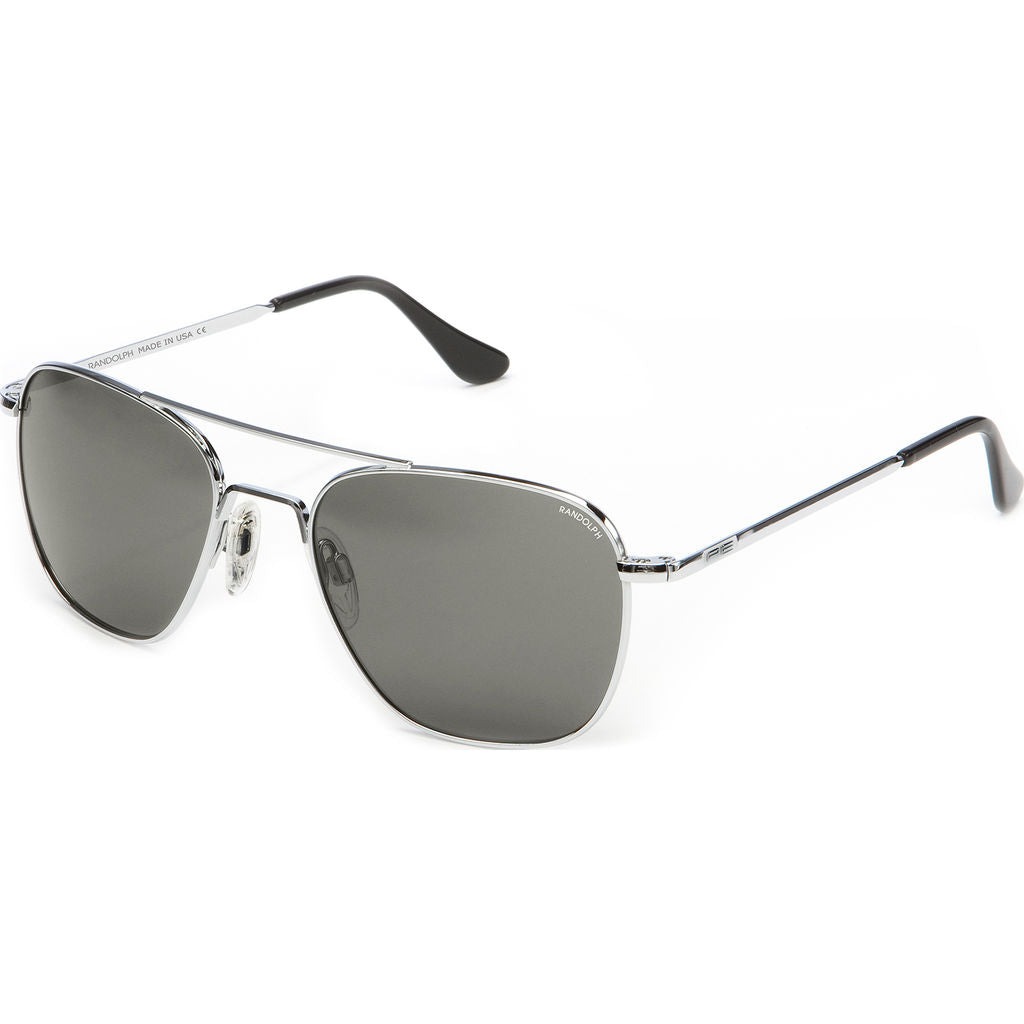 Randolph Engineering Aviator Bright Chrome Sunglasses Gray Polarized Sportique 