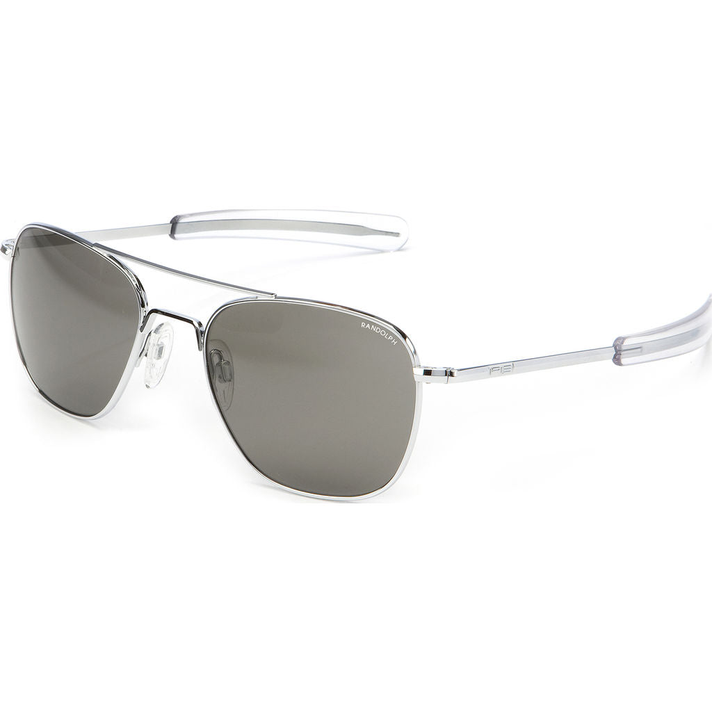 Randolph Engineering Aviator Bright Chrome Sunglasses Gray Polarized Sportique 