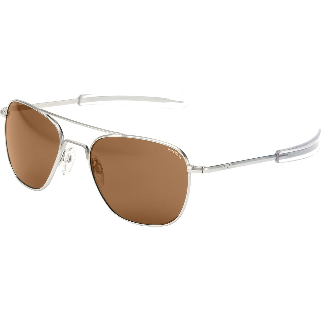 Randolph Engineering Aviator Matte Chrome Sunglasses | Tan Polarized B ...