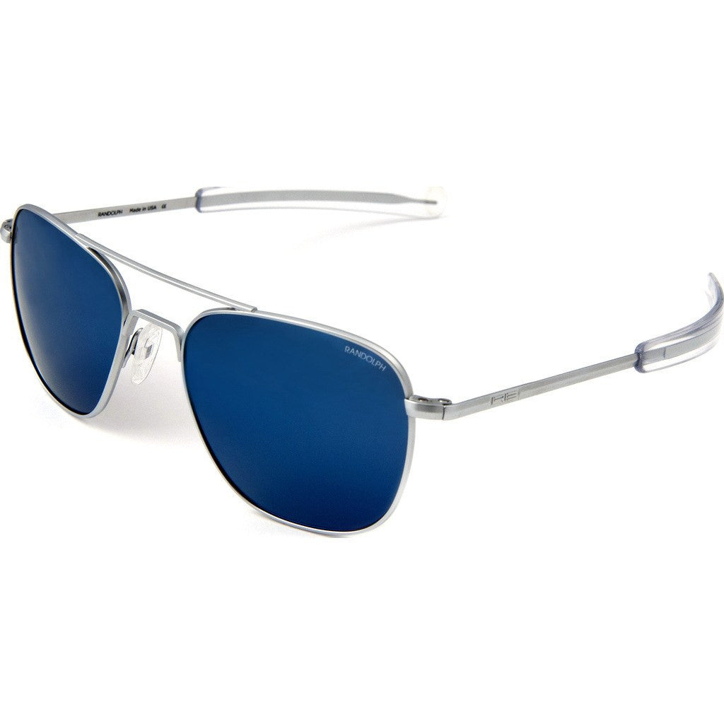 Randolph Aviator Matte Chrome Sunglasses Blue PC Bayonet - Sportique