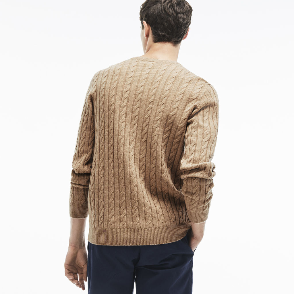 Lacoste Cable Knit Men's Wool Sweater in Renaissance Clair - Sportique