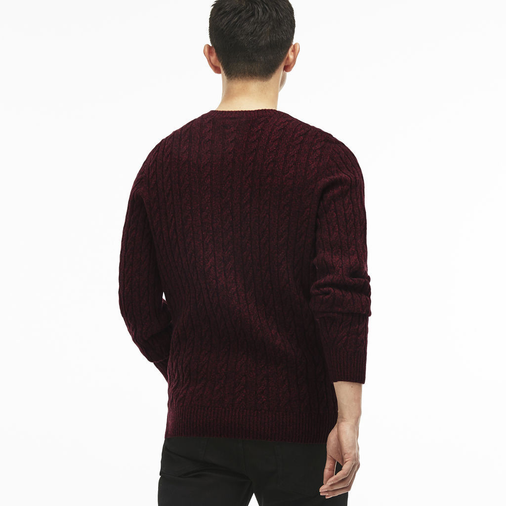 Lacoste Cable Knit Men's Wool Sweater in Turkey Red Mouline – Sportique