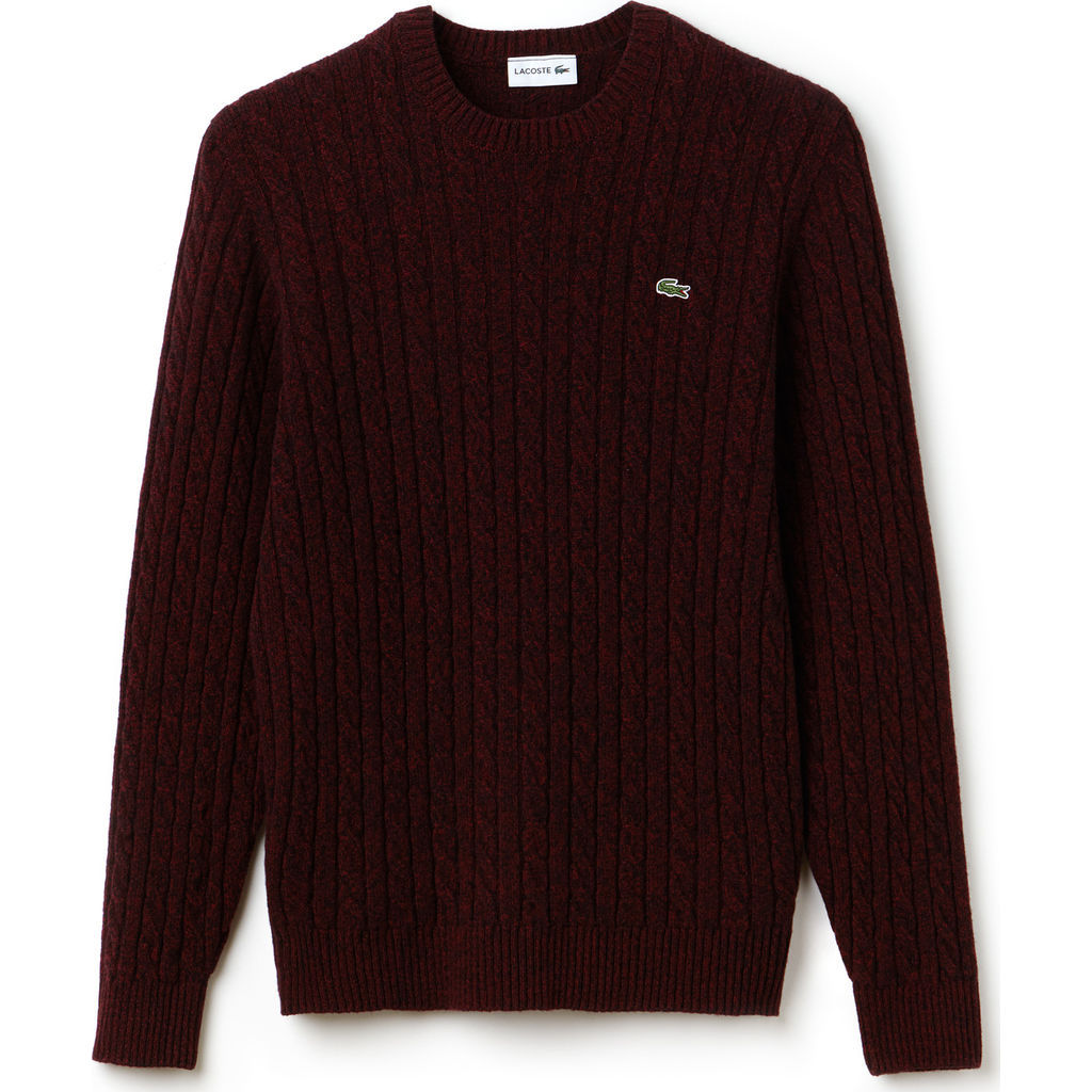 Lacoste Cable Knit Men's Wool Sweater in Turkey Red Mouline – Sportique