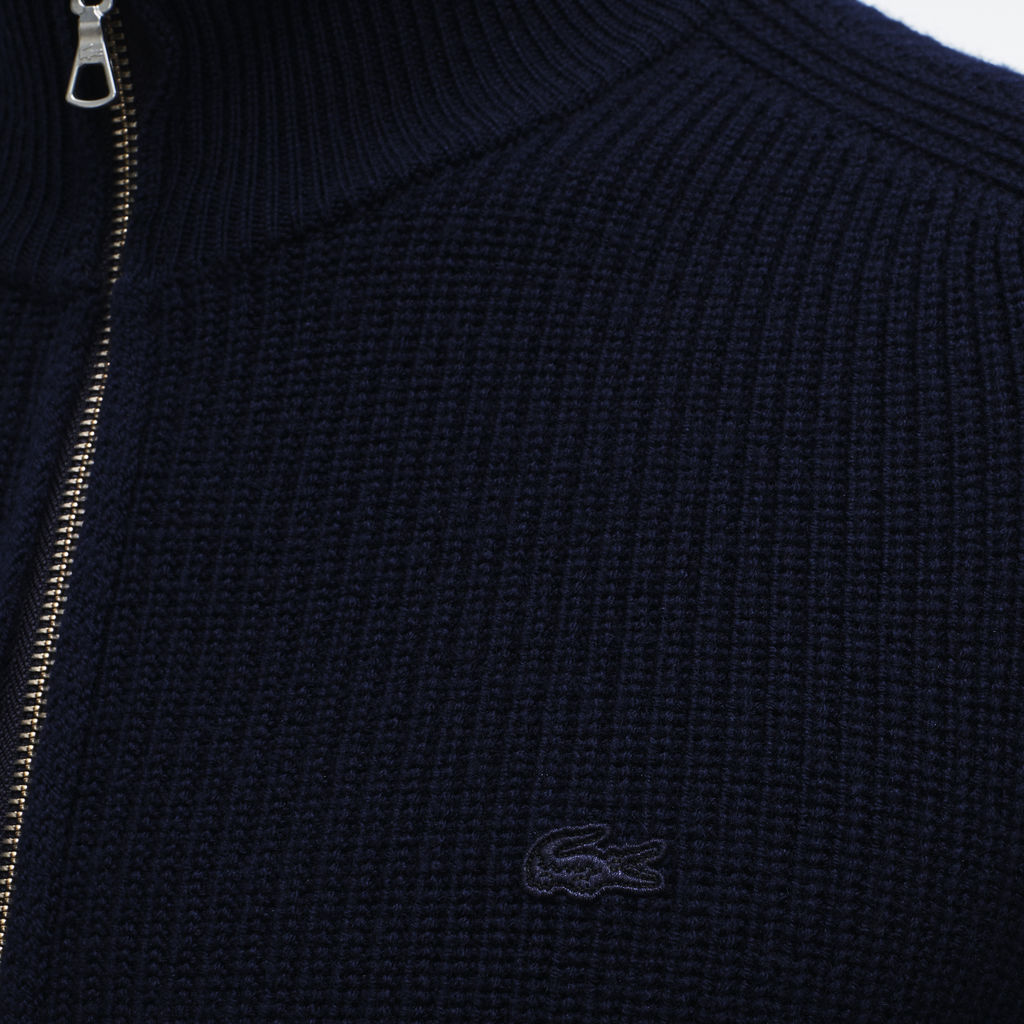 Lacoste Stripe Accented Men's V-Neck Sweater in Navy Blue – Sportique