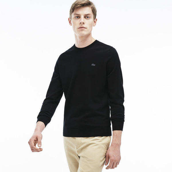 Download Lacoste Cotton Men's Crew Neck Sweatshirt in Black - Sportique