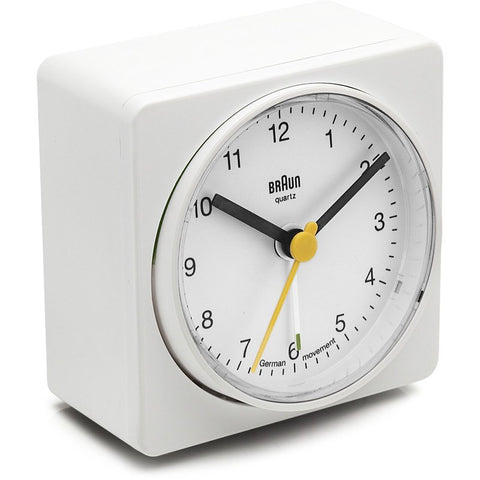 Braun Analog Square Alarm Clock | White BNC011WH