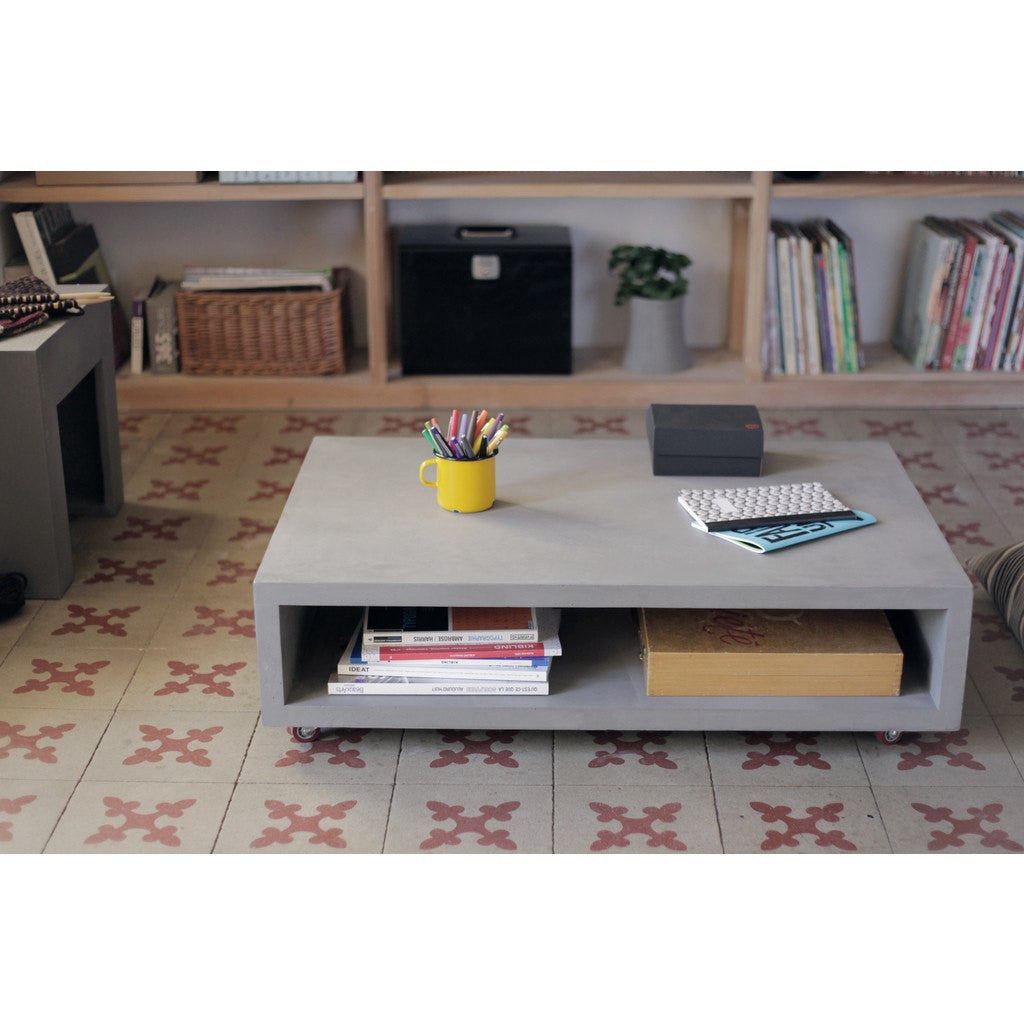 Lyon Beton Monobloc Rectangular Coffee Table with Wheels ...