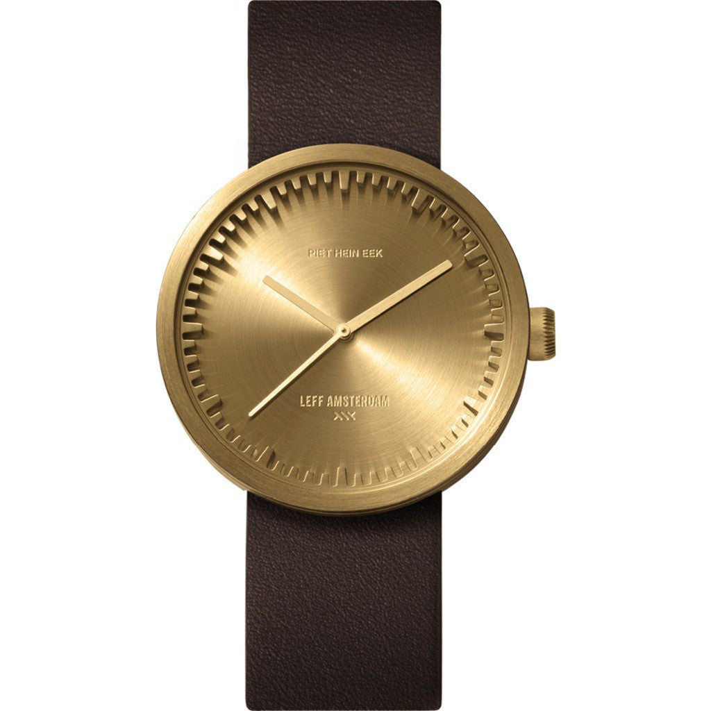 LEFF amsterdam D38 Tube Watch | Brass/Brown Leather Strap – Sportique