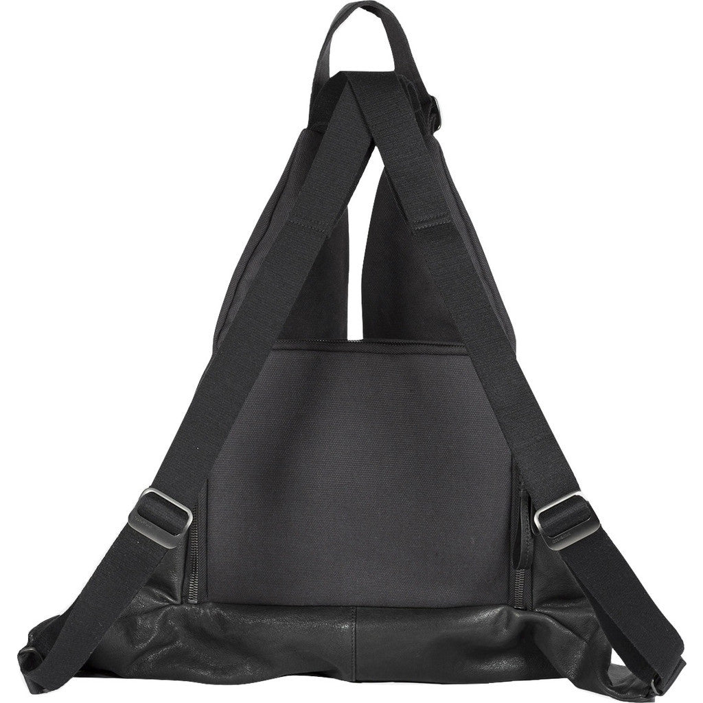 Cote&Ciel Ganges Medium Alias Split Cowhide Leather Backpack | Agate  Black/Charcoal Canvas