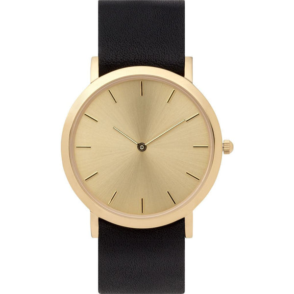Analog Classic Gold Plated Watch Black Strap - Sportique