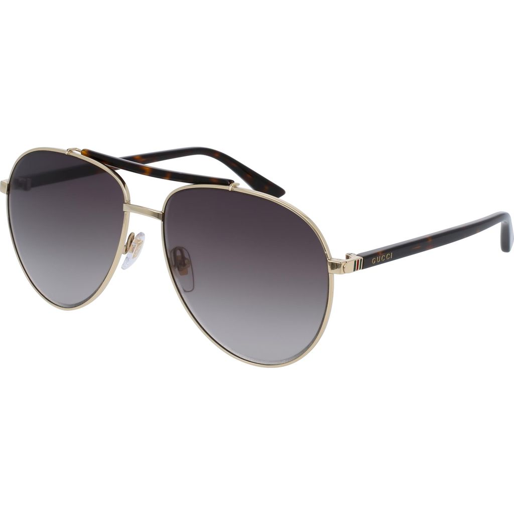 Gucci GG0014S-002 Men's Aviator Sunglasses | Shiny Dark Havana/Shaded ...