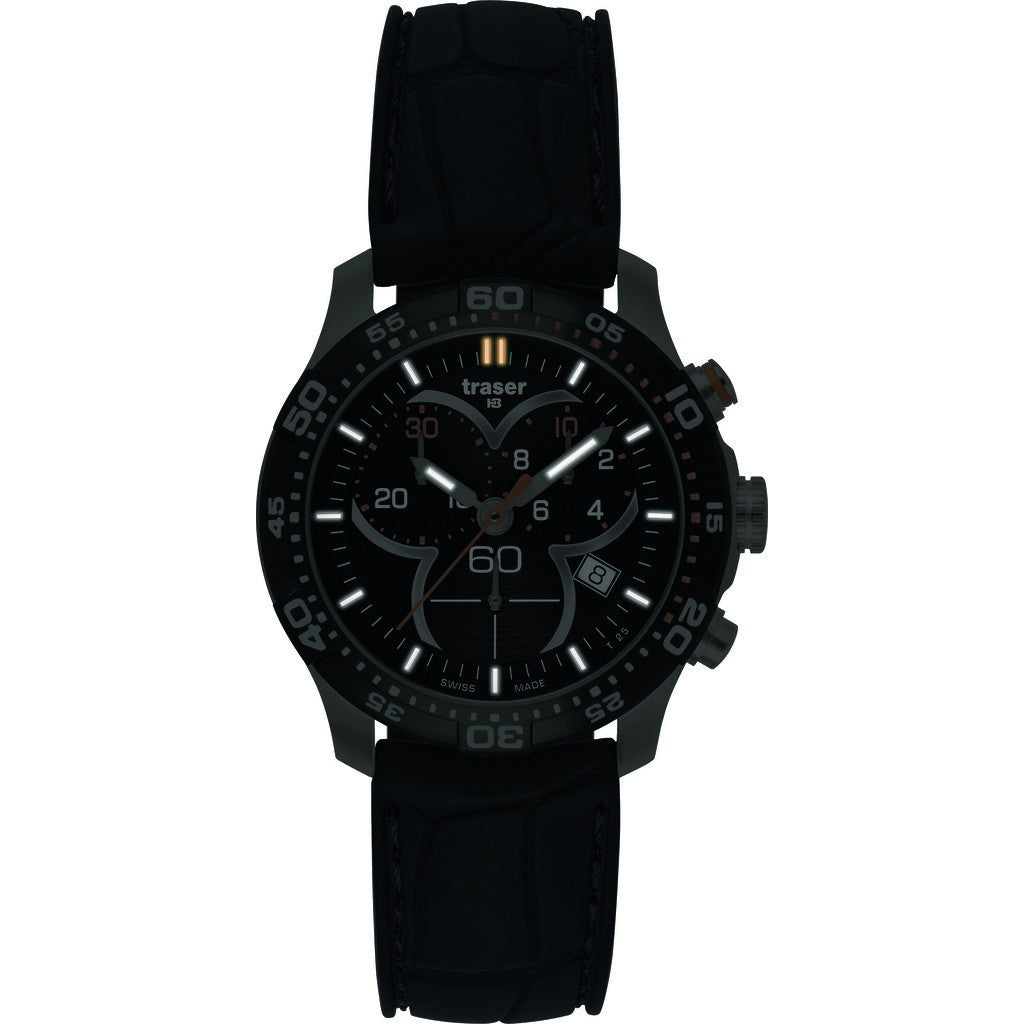 Traser H3 Ladytime Chronograph Black Watch Silicone Strap - Sportique