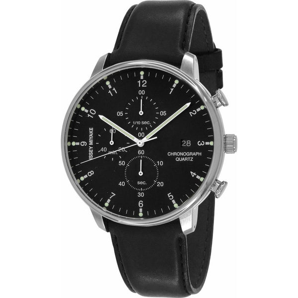 Issey Miyake C Black Chronograph Watch Black Leather NYAD003Y