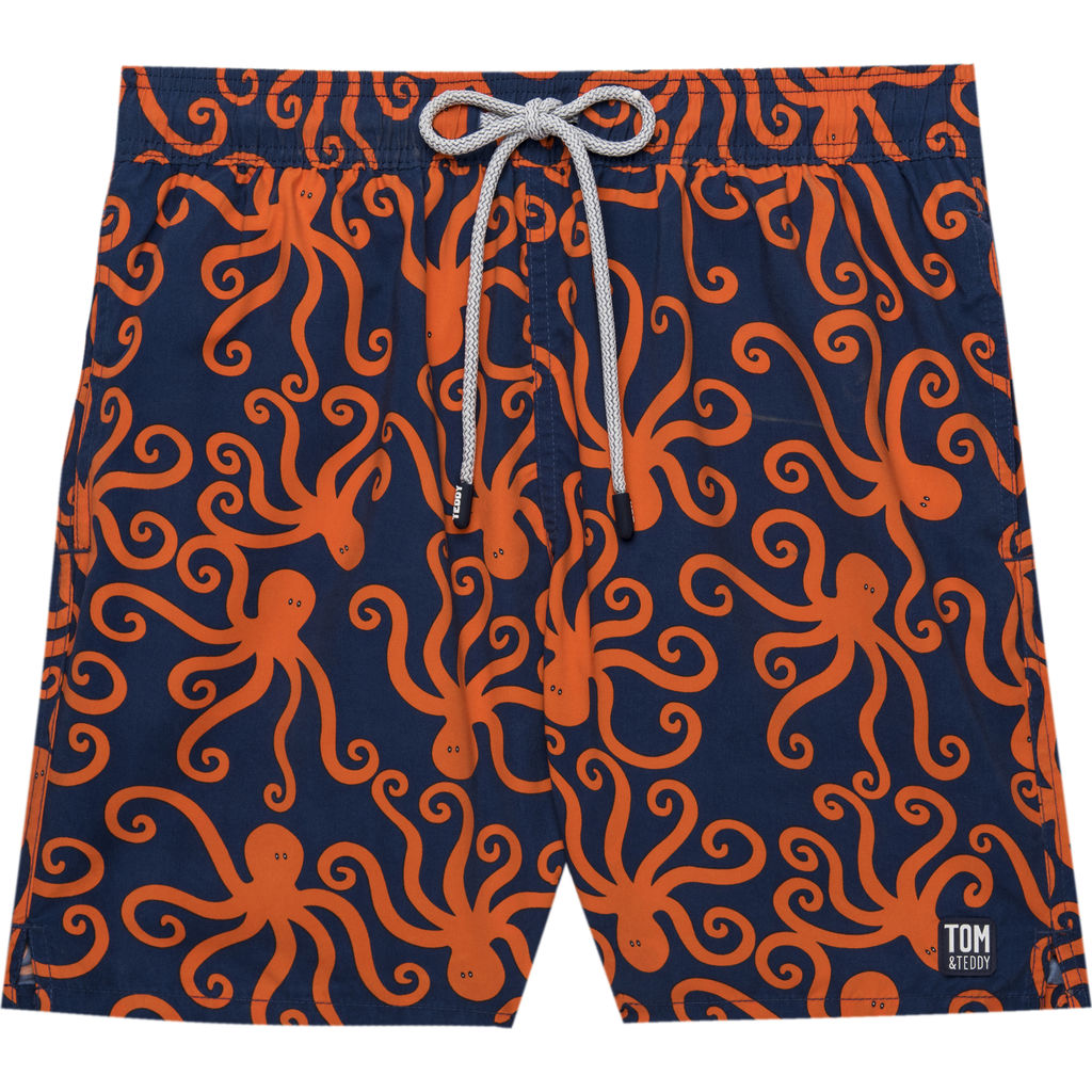 Tom & Teddy Men's Octopus Swim Trunk Blue/Orange – Sportique