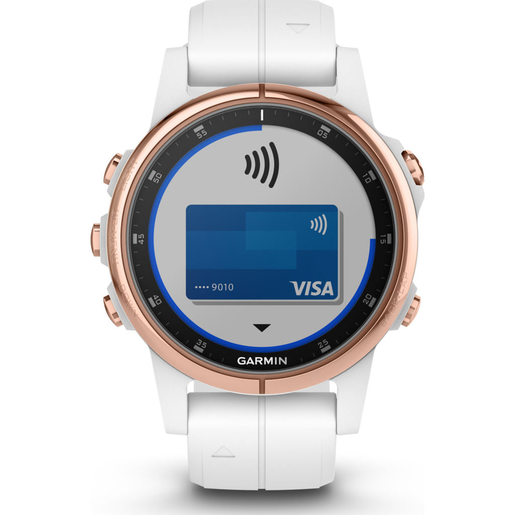 microfoon passagier arm Garmin Fenix 5S Plus Sapphire Multisport GPS Watch, Rose Gold/White –  Sportique