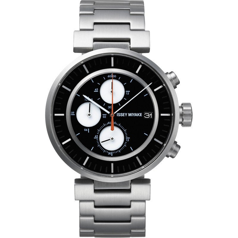 Issey Miyake W Black Chronograph Watch | Silver Steel SILAY001 – Sportique