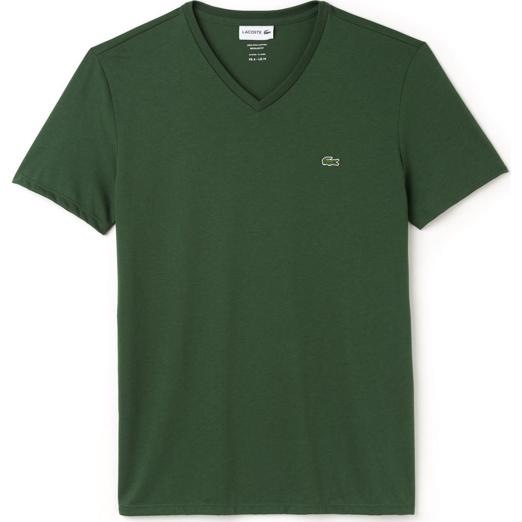 Lacoste V Neck Pima Men's T-Shirt in Appalachan Green – Sportique