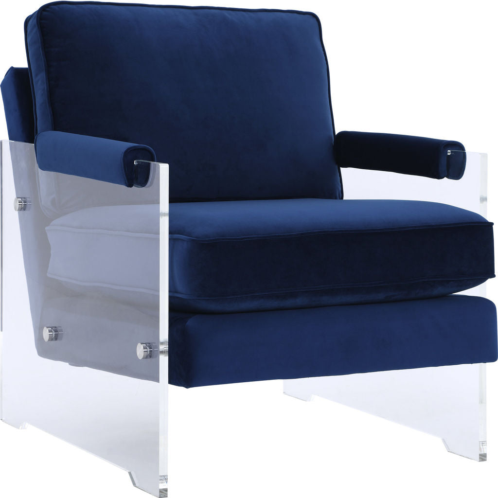 TOV Furniture Serena Velvet/Lucite Chair Navy - Sportique