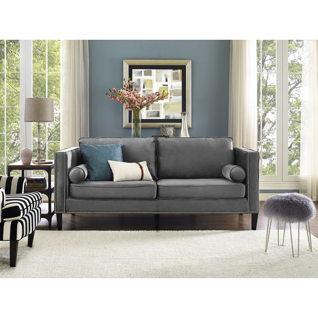 Tov Furniture Cooper Velvet Sofa Grey Sportique