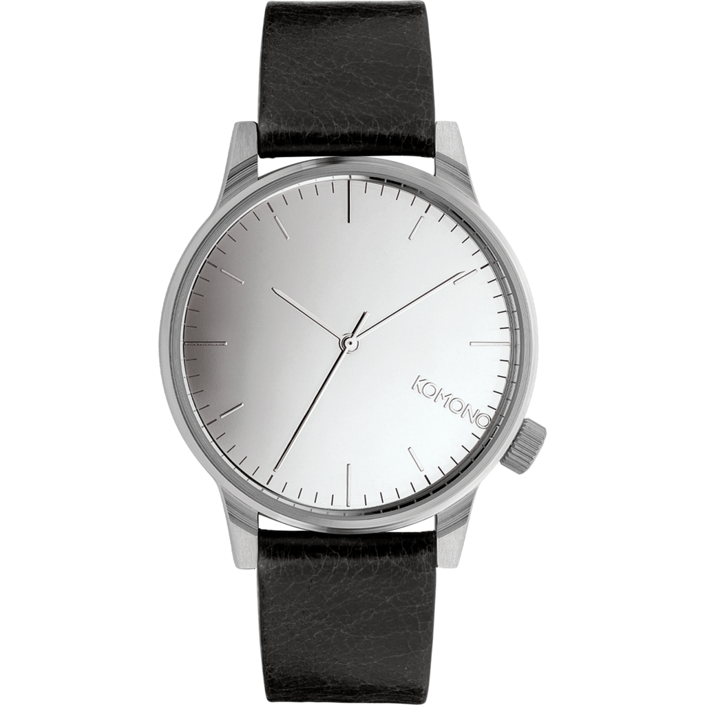 Komono Winston Mirror Watch Silver/Black KOM-W2892 – Sportique