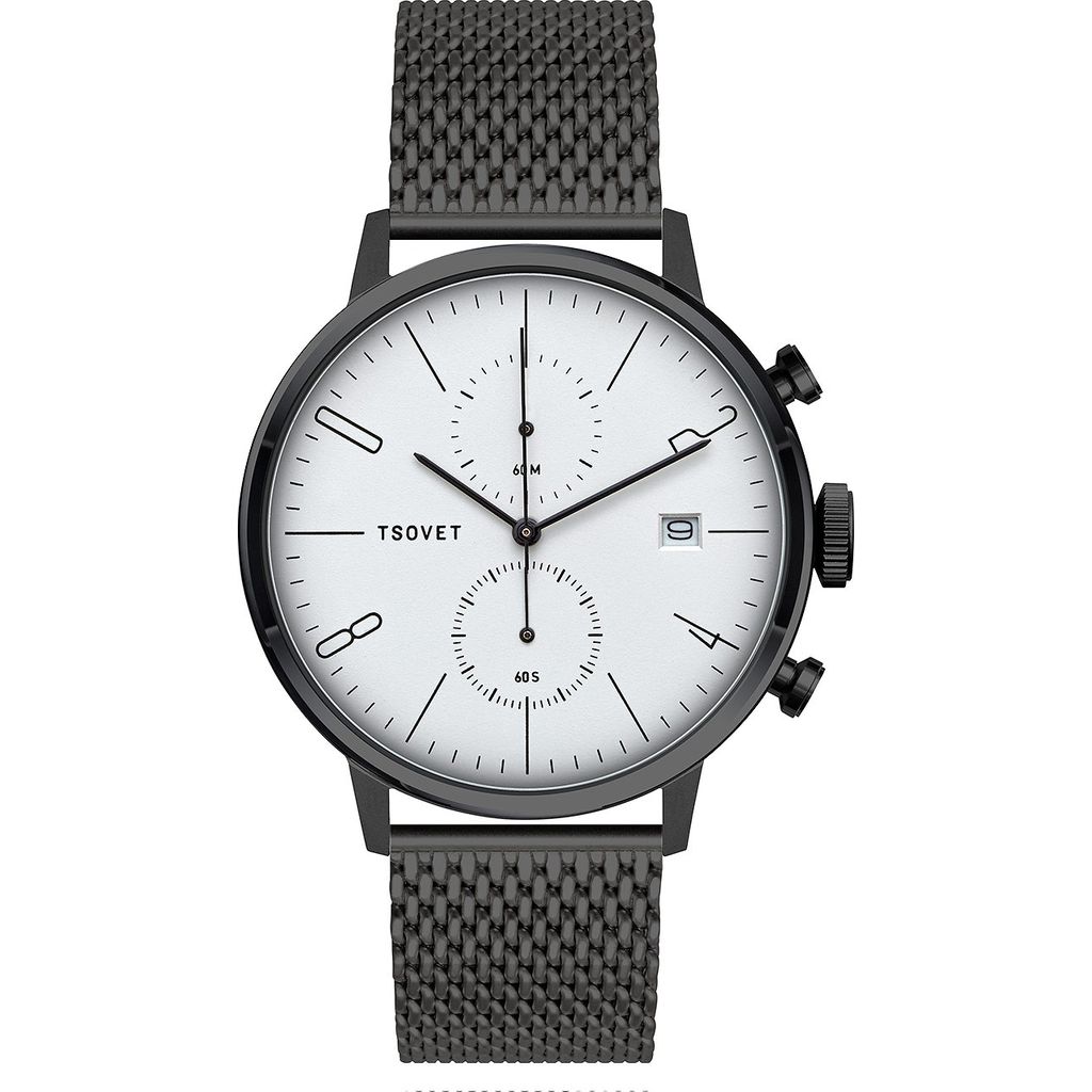 Tsovet JPT-CC38 Black & White Chronograph Watch | Black Steel - Sportique