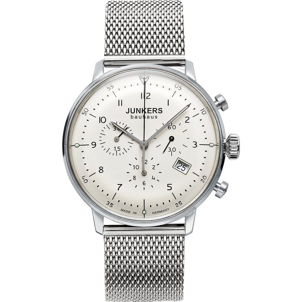 Junkers Bauhaus Chronograph Watch White/Metal 6086M-5 - Sportique