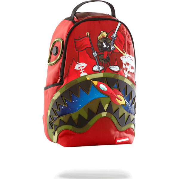 Sprayground Camoburst Deluxe Red, Orange & Green Leather Backpack