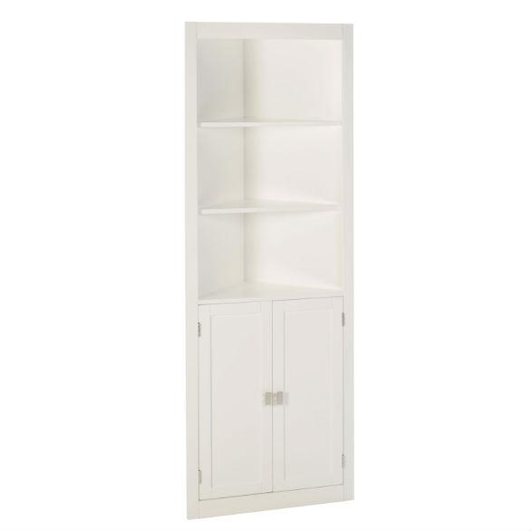 White Corner Bathroom Linen Cabinet With Shelves Shabbyliving
