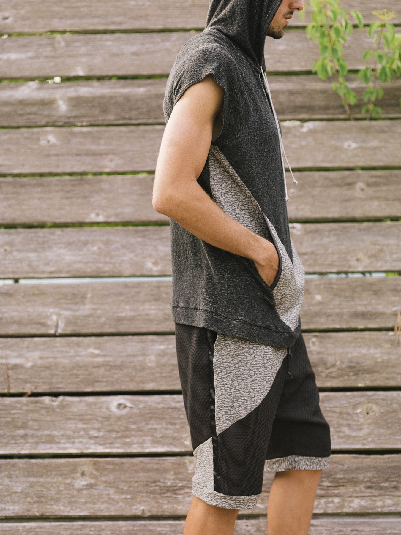 Jacquard Terry Sleeveless Hoodie