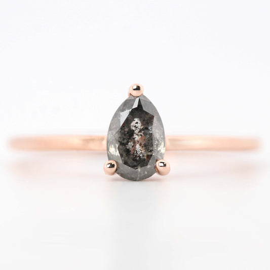 Ruthie Ring with a 0.77 Carat Dark and Clear Pear Celestial Diamond in 14k Rose Gold - Ready to Size and Ship - Midwinter Co. Alternative Bridal Rings and Modern Fine Jewelry