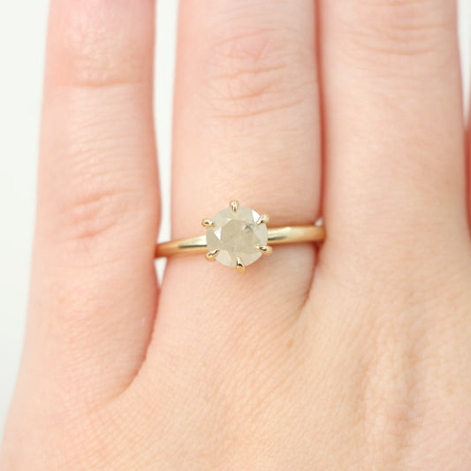 Charlotte Ring with a 1.55 Carat Round Misty White Celestial Diamond in 14k Yellow Gold - Ready to Size and Ship - Midwinter Co. Alternative Bridal Rings and Modern Fine Jewelry