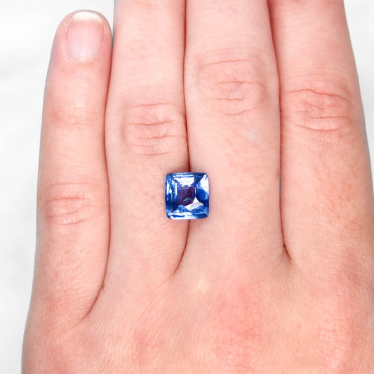 3.40 Carat Cornflower Blue Cushion Cut Sapphire for Custom Work - Inventory Code CBCS340 - Midwinter Co. Alternative Bridal Rings and Modern Fine Jewelry