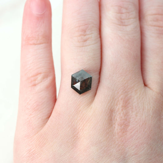 3.12 Carat Dark Gray Hexagon Salt and Pepper Diamond for Custom Work - Inventory Code DSH312 - Midwinter Co. Alternative Bridal Rings and Modern Fine Jewelry