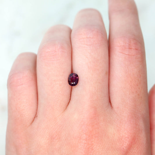 0.84 Carat Purple-Red Oval Ruby for Custom Work - Inventory Code PROR084 - Midwinter Co. Alternative Bridal Rings and Modern Fine Jewelry