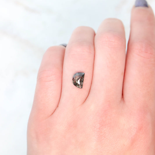 1.64 Carat Dark Charcoal Half Moon Diamond for Custom Work - Inventory Code DSHM164 - Midwinter Co. Alternative Bridal Rings and Modern Fine Jewelry